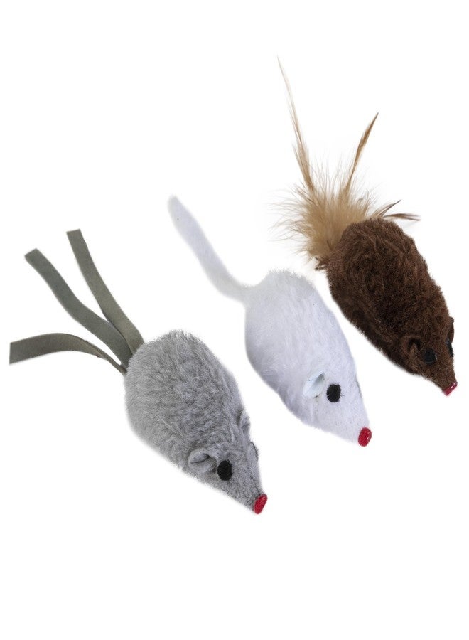 بت زون مجموعة ألعاب القطط من بيت زون، ثلاث قطع على شكل فئران | ألعاب فئران متعددة الملمس ومغطاة بالريش للقطط | ألعاب صيد تفاعلية للضرب والمطاردة والتمرين - Image 3